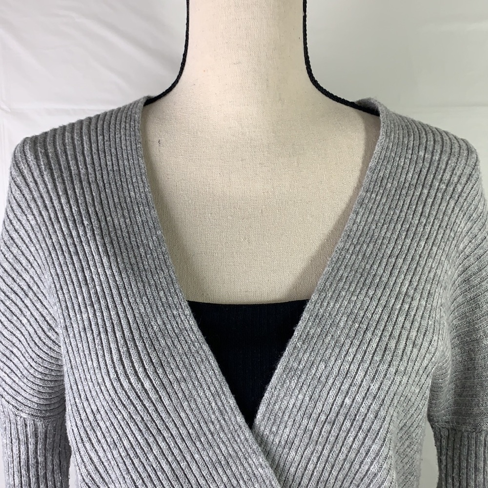 Zella Gray Ribbed Wrap Sweater - Picture 4 of 8